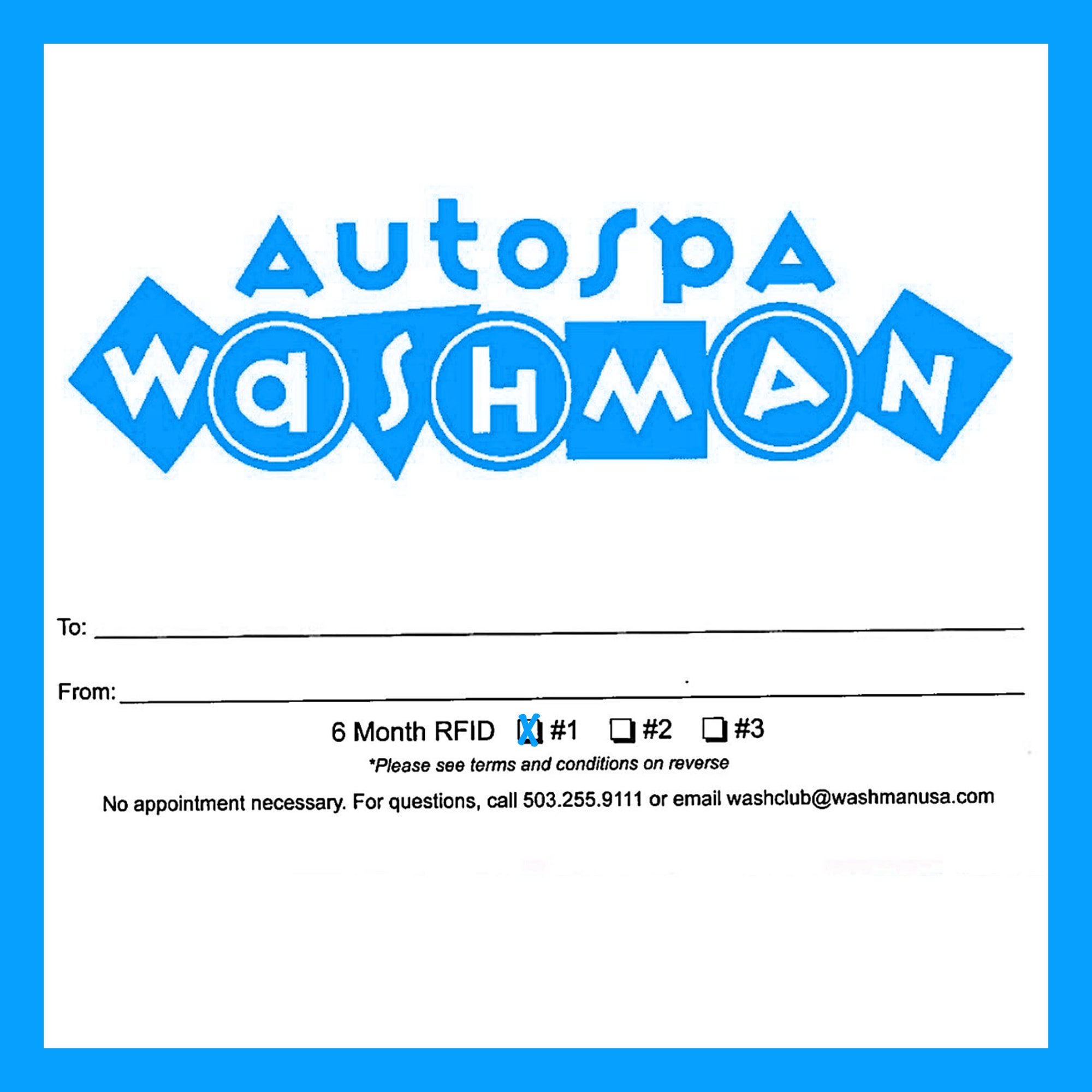 1 EXPRESS WASH 6month prepaid Washman Car Washes