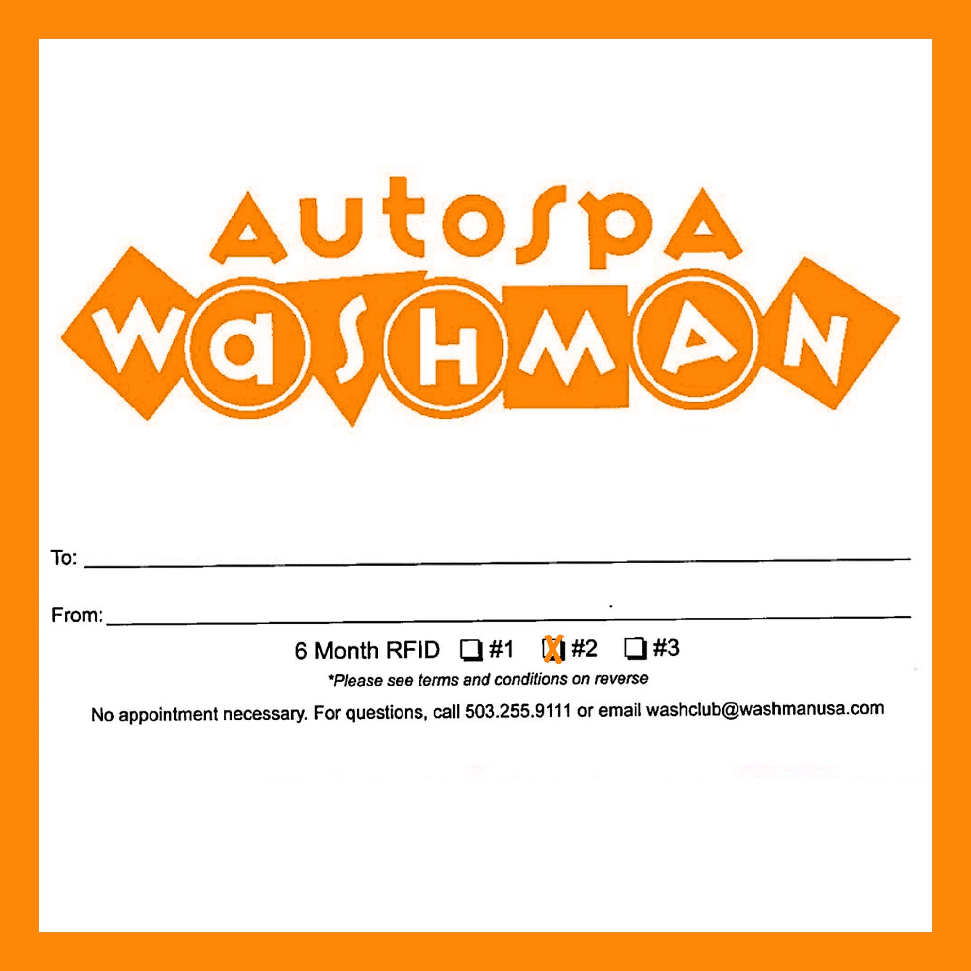 2 AUTO SPA 6month prepaid Washman Car Washes